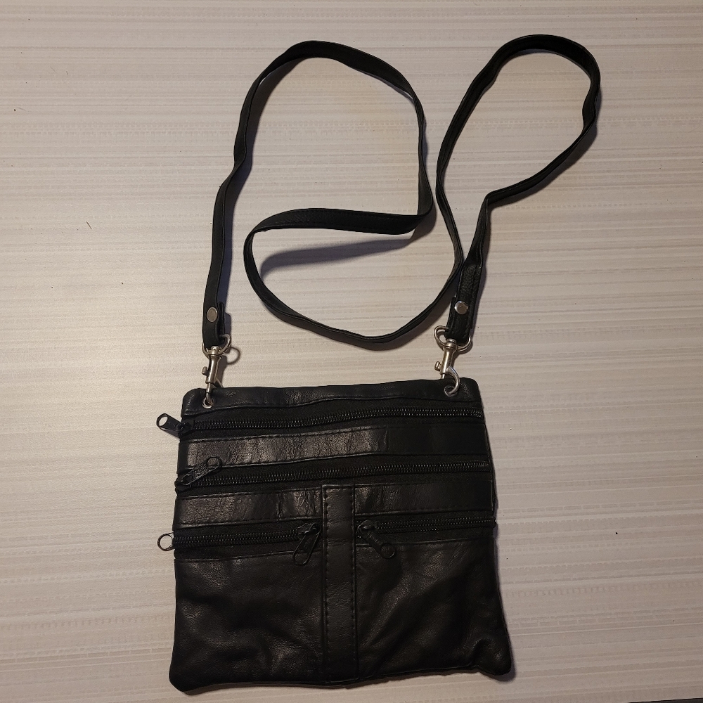 Leather Cross Body Multi Pocket Organizer Purse